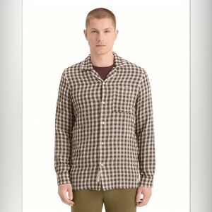 Scotch & Soda Men’s Relaxed-Fit Wool Blend Plaid Button Down Gray Top Sz L